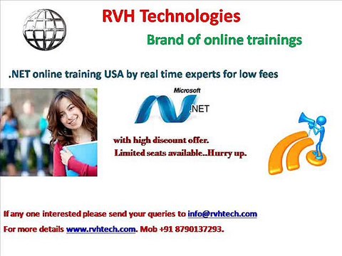 .Net online training USA by real time experts for low fees cost price.