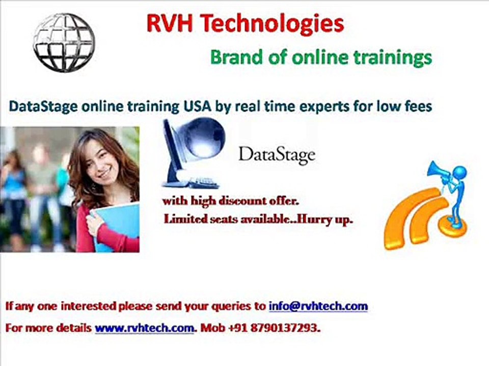 Datastage online training USA by real time experts for low fees cost price.