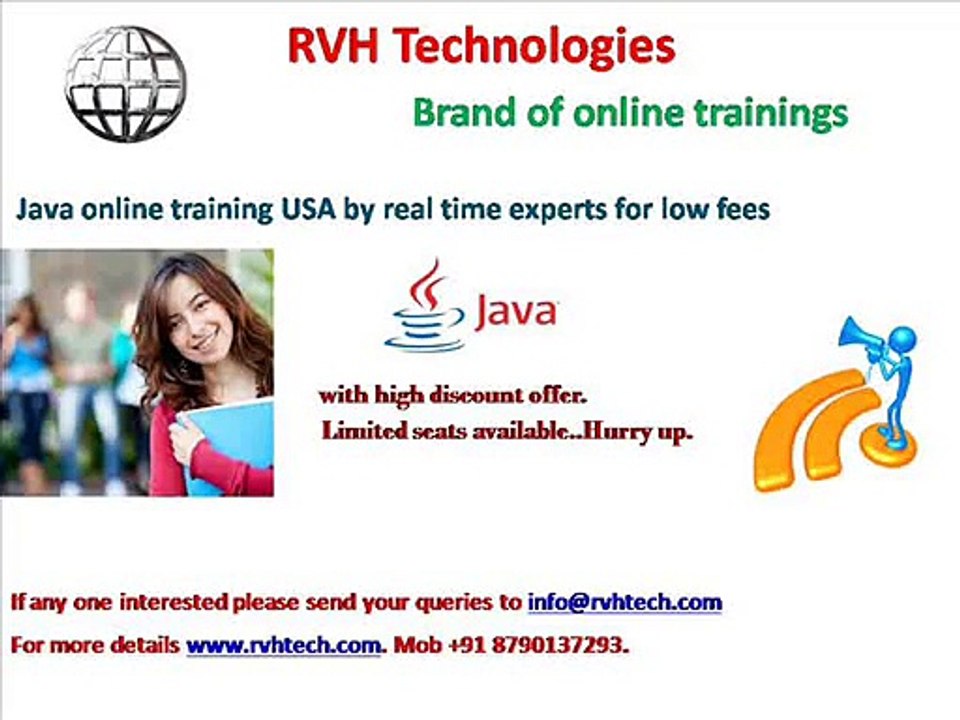 Java online training USA by real time experts for low fees cost price.
