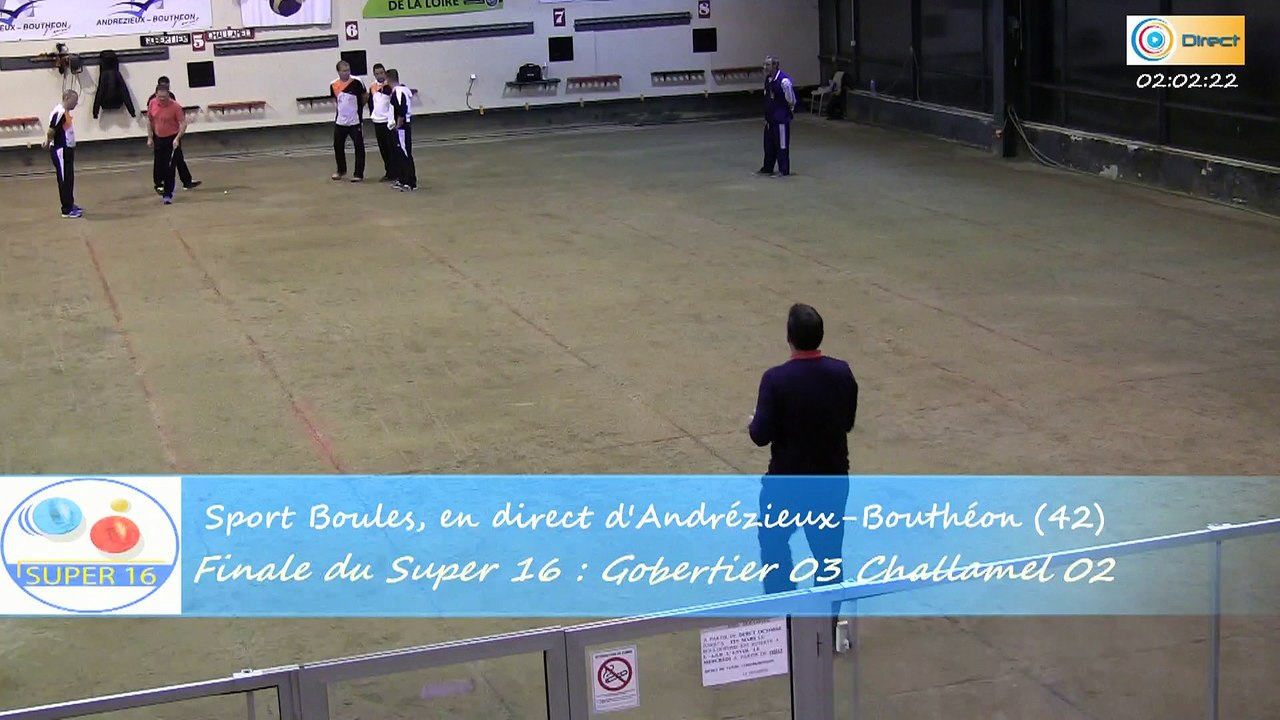 Mène 3, finale du Super 16 Masculin, Challamel contre Gobertier, Sport Boules, Andrézieux-Bouthéon 2015