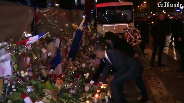 Barack Obama se recueille devant le Bataclan