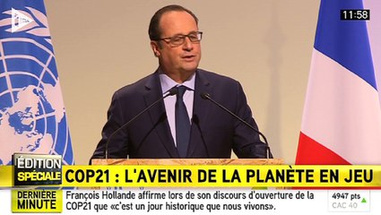 François Hollande évoque un jour "historique" lors de l'ouverture de la COP21
