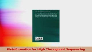 Bioinformatics for High Throughput Sequencing PDF