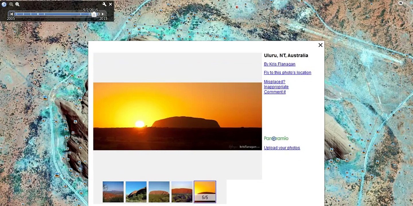 Uluru  Ayers Rock in Northern Territory, Austrlia (Google Earth)