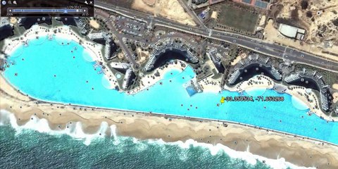 Travelling To World’s Biggest Pool in Algarrobo, Valparaíso, Chile  with Google Earth