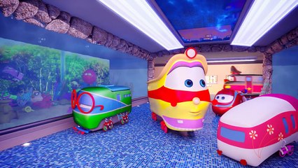 Trains - Finding Fish. Submarine Voyage. Rescue team.(Train cartoon Car Cartoon for Kids)