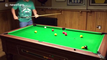 Amazing pool performance ends in epic fail when player tries to pot the black