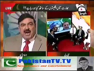Angry Sheikh Rasheed Ahmed Fights with Coward Indians on Live Program n Maks them Run