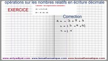 Maths 4ème - Les nombres relatifs en écriture décimale Exercice 1