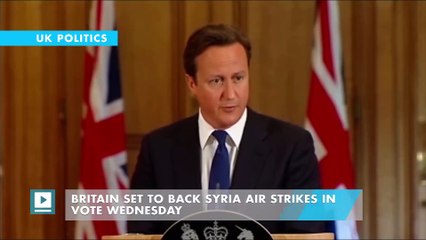 Britain set to back Syria air strikes in vote Wednesday