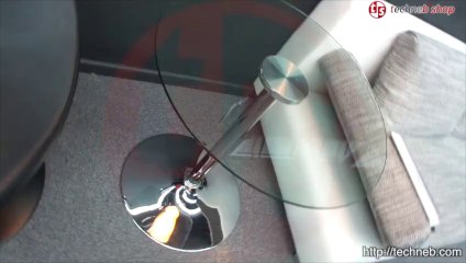 Table ronde VINYL en métal et verre trempé (transparent chromé)