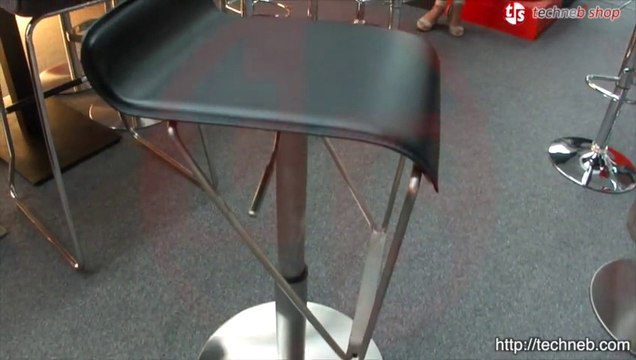 Tabouret de bar ARIEGE en simili cuir et acier brossé inoxydable (noir)