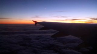 Plane flying at night beautiful view