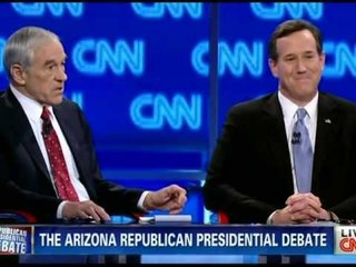 GARA REPUBLIKANE SANTORUM DHE ROMNEY PERPLASEN NE DEBATIN E ARIZONES LAJM