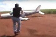 Brazilian Police tear off plane wing to stop drug smugglers escaping on runway