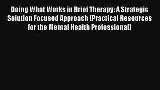 Doing What Works in Brief Therapy: A Strategic Solution Focused Approach (Practical Resources