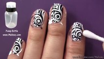 WATER MARBLE Nail Art Tutorial - Black & White Design How to Basics Techniques - TUTORIAL FOR BEGINNERS
