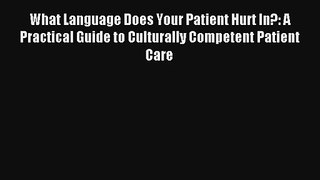 What Language Does Your Patient Hurt In?: A Practical Guide to Culturally Competent Patient
