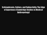 Schizophrenia Culture and Subjectivity: The Edge of Experience (Cambridge Studies in Medical