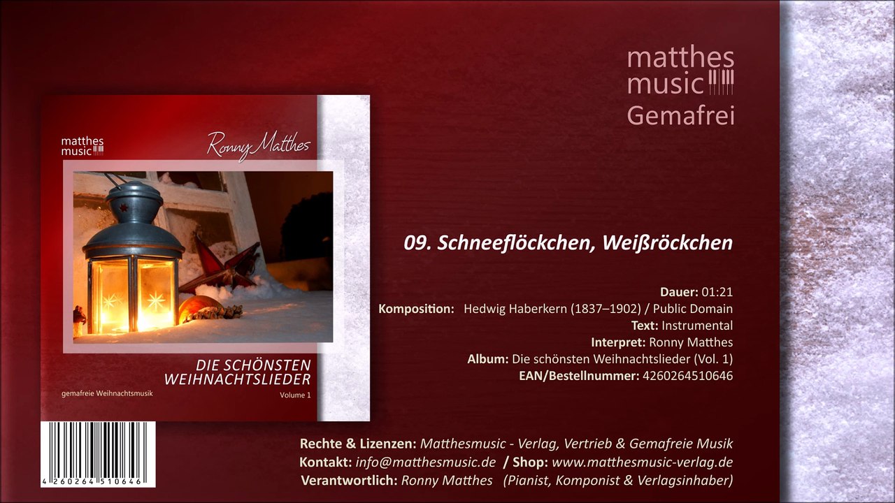 Schneeflöckchen, Weißröckchen - instrumental - (09/14) - CD: Die schönsten Weihnachtslieder (Vol. 1)