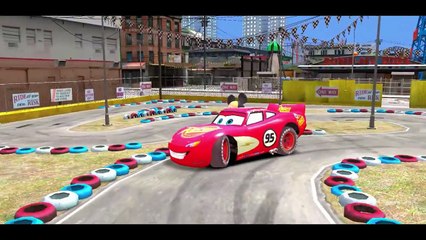 Mickey Mouse and Spiderman have fun with Lightning McQueen Cars