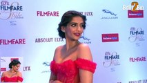 Sonam Kapoor Looks Cute in a red hot gown at Filmfare Glamour and Style Awards 2015