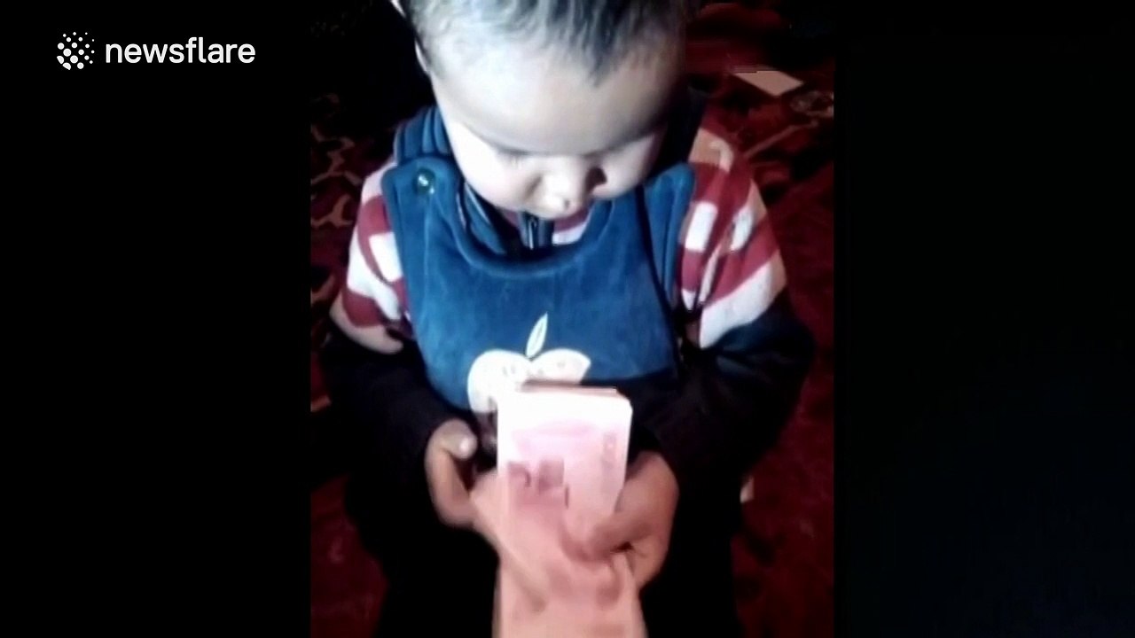 This tiny toddler can count money better than you