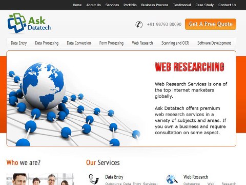 Ask Datatech is ISO 9001:2008 certified company and providing a full service back office data entry in india