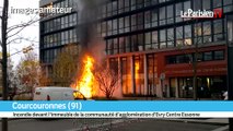 Incendie à Courcouronnes devant l'immeuble de la communauté d'agglo