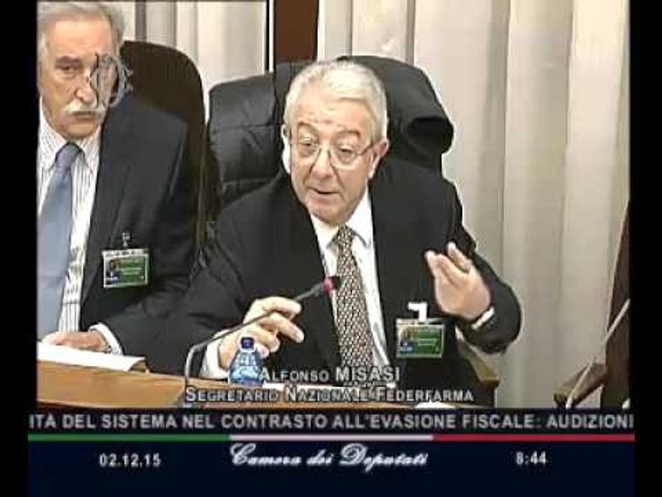 Roma - Contrasto evasione fiscale, audizione Federfarma (02.12.15)