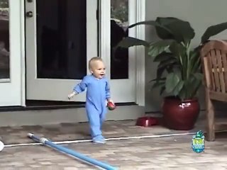 This Baby knows how to survive in the water - floating in the pool