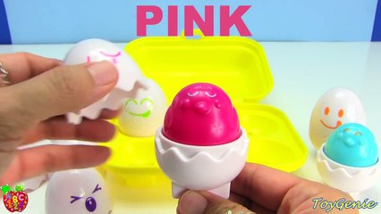 LEARN COLORS and SHAPES with Tomy Hide N Squeak Eggs Piou Piou Surprise