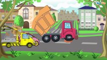 ➲ Excavator and Dump Truck Construction Vehicles on Job Animation Cartoon