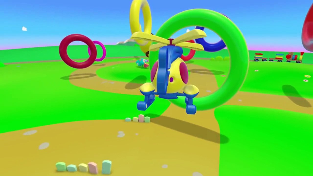 Мультфильмы 3D. Вертолет и разноцветные кольца, учим цвета. Развивающие мультики Зим Зум