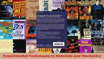 Download  Experimental Techniques in Materials and Mechanics PDF Online