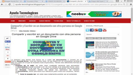 Compartir y Escribir en un documento con otra persona en Google Drive
