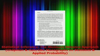Download  Statistical Inference The Minimum Distance Approach Chapman  HallCRC Monographs on Ebook Free