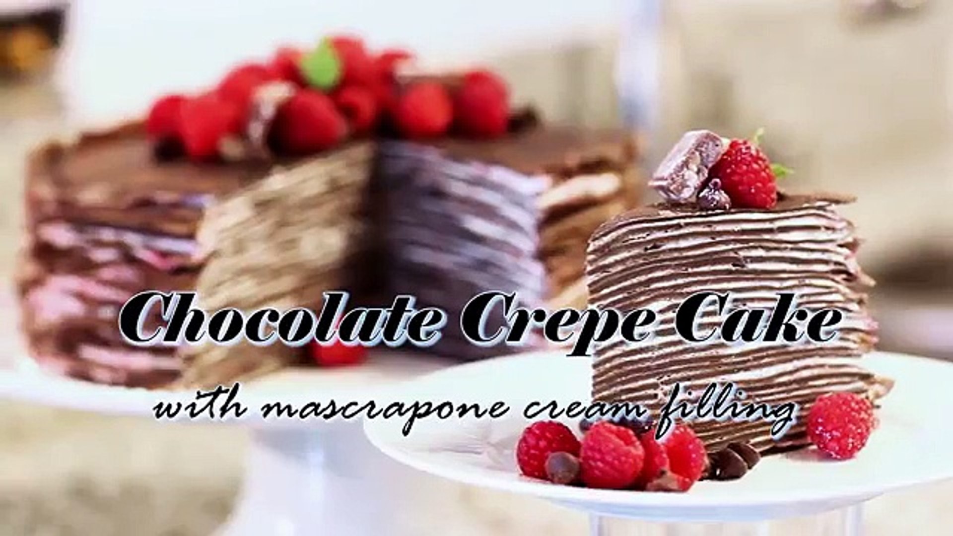 ⁣Chocolate Raspberry Crepe Cake