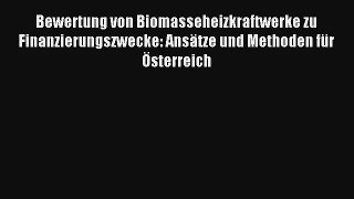 Bewertung von Biomasseheizkraftwerke zu Finanzierungszwecke: Ansätze und Methoden für Österreich