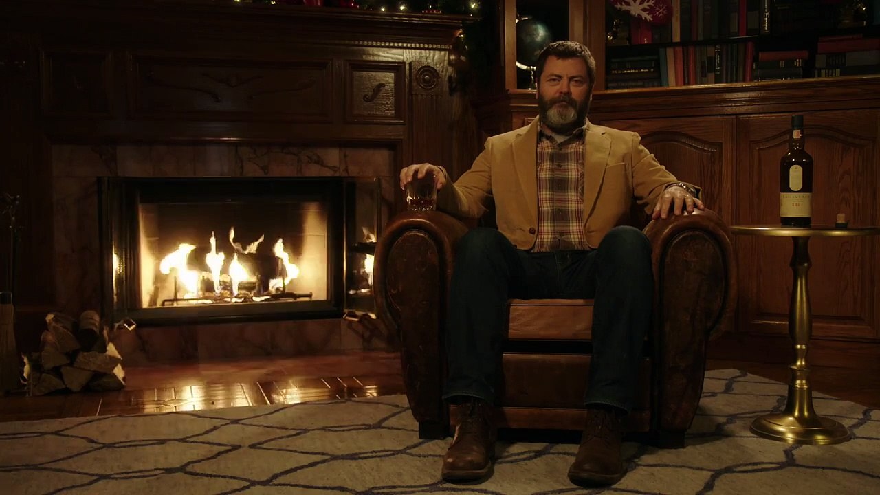 WTF?! Man silently drink Whisky by Fireplace for 45min... Nick Offerman
