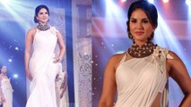 HOT Sunny Leone SEDUCES In White Saree - IBJA Fashion Show 2015
