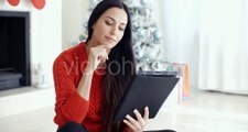Smiling Woman Catching Up On Her Social Media | Stock Footage - Videohive