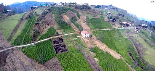 Rize’de bir köy kayıyor... 4 ev boşaltıldı... Bölgeden görüntüler