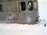 Train plowing through deep snow how to do some stupid people