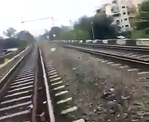 Brave or stupid with train stunt