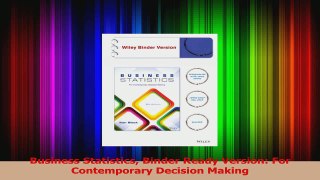 Download  Business Statistics Binder Ready Version For Contemporary Decision Making Ebook Free