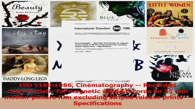 PDF Download ISO 11891986 Cinematography Recorded characteristic for magnetic sound records on 35 Download Full Ebook