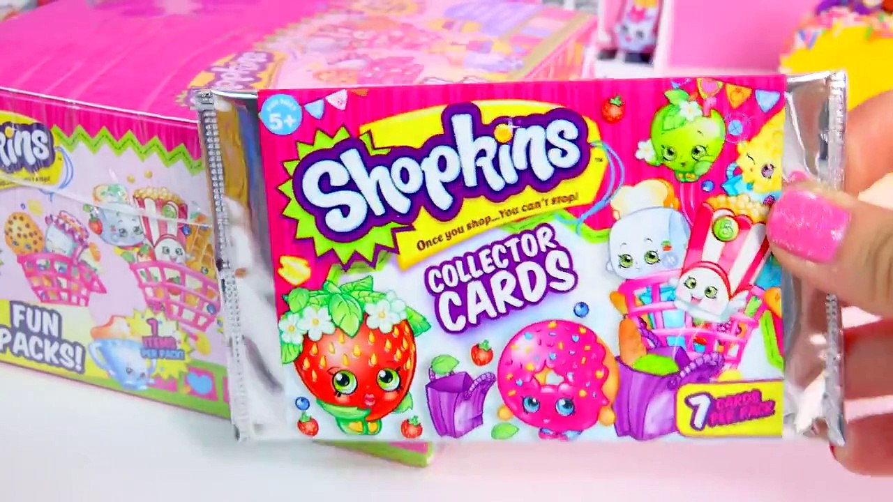 Unboxing 3 Shopkins Box Fun Packs & Collector Cards with Limited Editions & Minecraft Blin