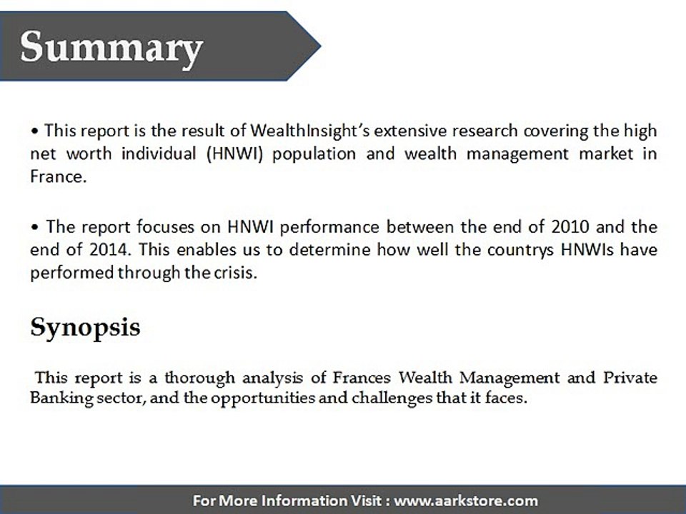 Aarkstore - Aarkstore - Challenges and Opportunities for the Wealth Sector in France 2015
