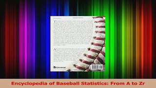 Download  Encyclopedia of Baseball Statistics From A to Zr PDF Online